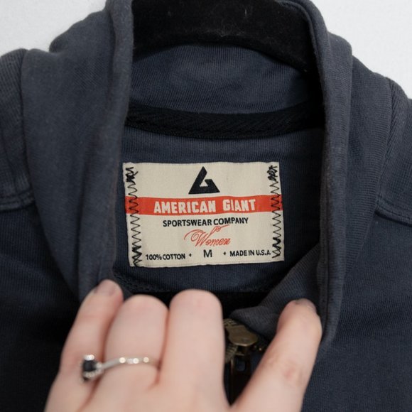 American Giant Moto Full Zip Jacket Sweatshirt Steel Blue F7 - Picture 6 of 6